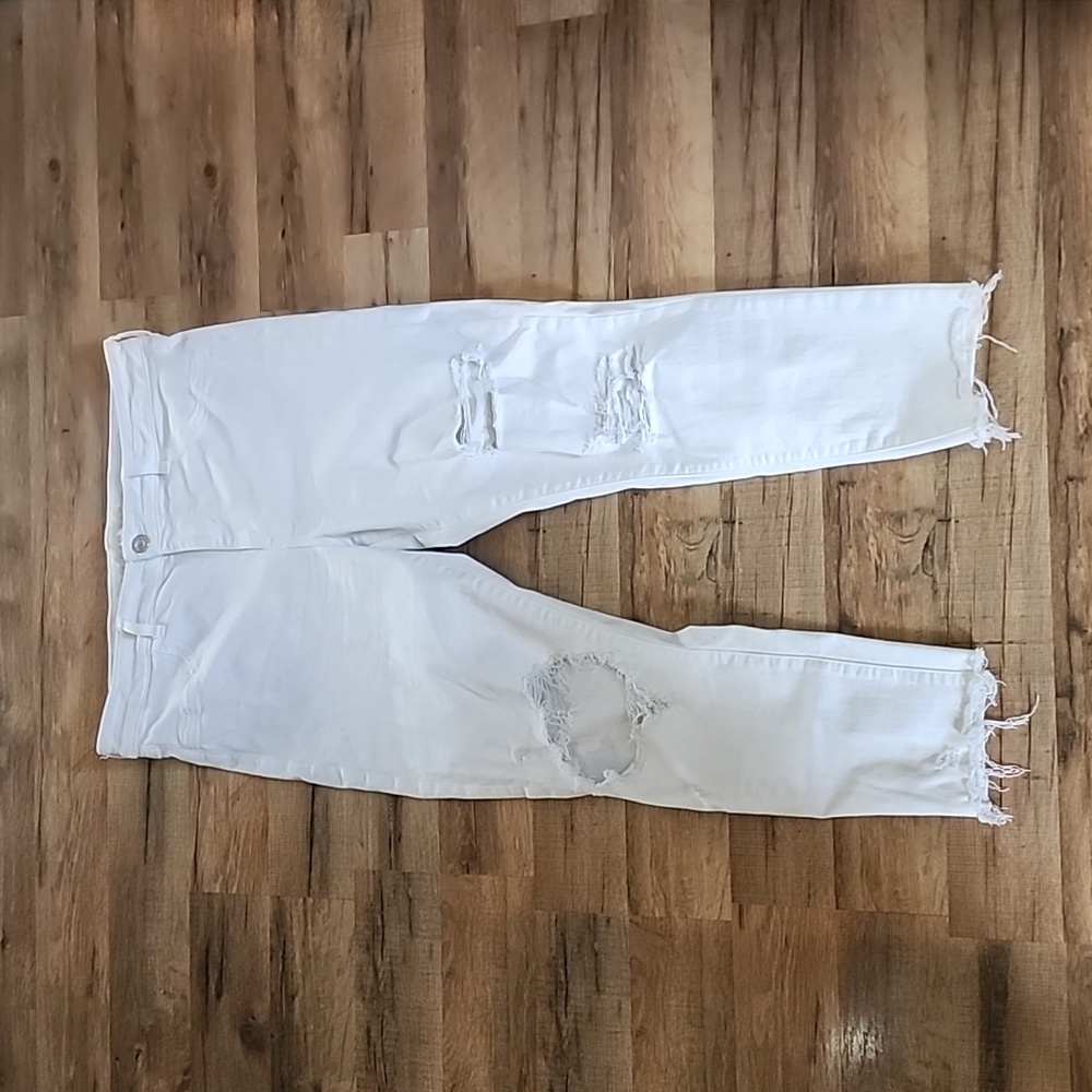 American Eagle Ne(x)t Level Stretch Hi-Rise White Jegging Distressed - S…